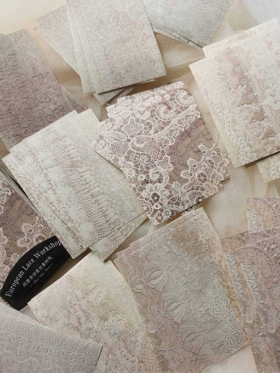 1pack 50 Sheets Vintage Lace Background Decorative Paper Material For Diy Scrapbooking Back To School