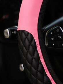 MEIKAXIU 1 chiếc bọc vô lăng bằng da PU thêu 3D đính đá lấp lánh cho xe ô tô 14,5-15 inch, phụ kiện ô tô thoải mái, phong cách và sang trọng - Hồng - Xem 6