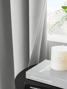 1塊簡約現代實色遮光滌綸窗簾,適用於臥室、客廳、陽臺,提供遮陽、保溫、防uv,附簾桿 - 淺灰色 - 查看 7