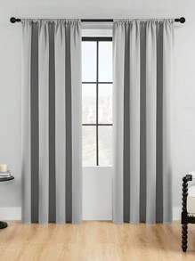 1塊簡約現代實色遮光滌綸窗簾,適用於臥室、客廳、陽臺,提供遮陽、保溫、防uv,附簾桿 - 淺灰色 - 查看 3