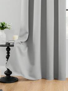 1塊簡約現代實色遮光滌綸窗簾,適用於臥室、客廳、陽臺,提供遮陽、保溫、防uv,附簾桿 - 淺灰色 - 查看 4