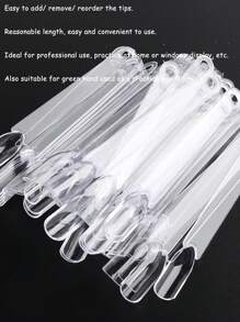 50Pcs False Nail Tips Oval Fan Round Shaped Nail Arts Display Acrylic Practice Palette Card Design Manicure Showing Tools Nail Art Tips Display Polish Board Display - Clear - View 9