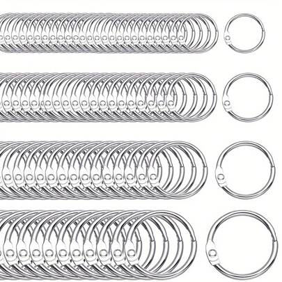 6/8/10pcs/Pack 15-45mm Silver Metal Binder Clip With Hinge Ring, Keychain, Diy Crafts, Office Stationery