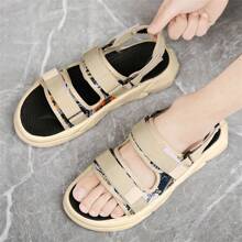 男士涼鞋2023夏天新款戶外軟底運動青少年休閒開車海灘鞋拖鞋適合男士 - 米色 - 查看 7