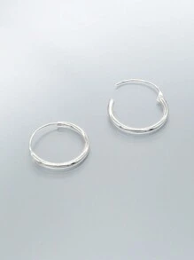 2入組簡約風格925 銀耳釘12mm,銀 - 銀色 - 查看 5