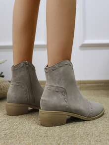 Khaki Comfortable Pointed Toe Ankle Boots That Are Versatile - Khaki - View 6