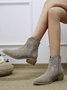 Khaki Comfortable Pointed Toe Ankle Boots That Are Versatile - Khaki - View 3