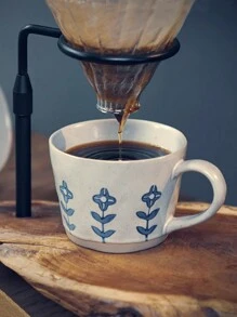 1 pièce Set de tasse à café en céramique, Tasse en céramique et Sous-tasse en bois, Convient pour un usage domestique et au bureau, Un excellent cadeau pour les amis à la rentrée scolaire
