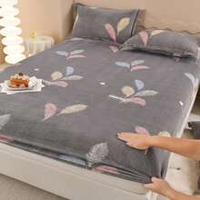 1 件柔软厚实法兰绒床笠，珊瑚绒，毛绒光滑质地，可机洗，秋冬季必备床上用品 - 彩色 - 查看 8