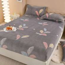 1 件柔软厚实法兰绒床笠，珊瑚绒，毛绒光滑质地，可机洗，秋冬季必备床上用品 - 彩色 - 查看 3