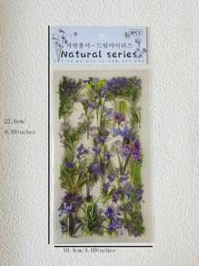 1pack/6pcs Flower & Plant Themed Diy Decorative Stickers With Purple Iris Design For Scrapbook And Journaling Back To School - Multicolor - View 4