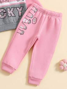 Conjunto Pants 2 Piezas Sudadera y Jogger para Niña y Bebé 1-5 Años gatos lucky - Rosa - Ver 3
