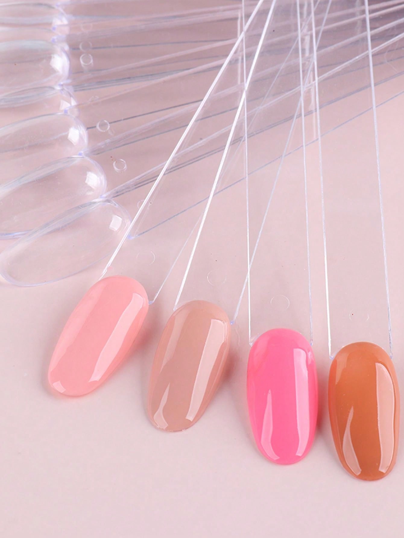 24pcs Nail Swatches Oval Round Tips For Display Nail Samples Gel Polish