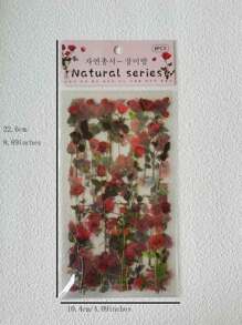 1pack/6sheets Diy Decorative Pvc Stickers With Plant, Flower And Red Roses Patterns Back To School - Multicolor - View 2