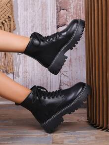 Botas De Motociclista Para Mujeres - Negro - Ver 2