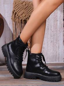 Botas De Motociclista Para Mujeres - Negro - Ver 4