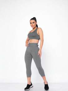 WOLFOX Plus Size Sports Leggings & Pants - Xám - Xem 4