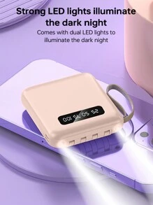 1个10000mAh 10W移动电源，附带充电线，轻巧便携 - 粉色 - 查看 2
