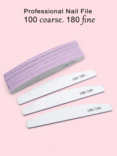NailShine 10 قطعة من ملفات الأظافر ذات الشكل الهلالي بحبيبات 100/180 ، لوح نعومة مزدوج الجانب قابل للغسيل ، أدوات تلميع الأظافر القابلة لإعادة الاستخدام لأظافر طبيعية وأظافر أكريليك لاستخدام المنزل والصالون ، لوازم الأظافر ، أدوات الأظافر ، أدوات فن الأظافر ، العودة إلى المدرسة ، الأظافر ، أدوات الأظافر للأظافر المثبتة