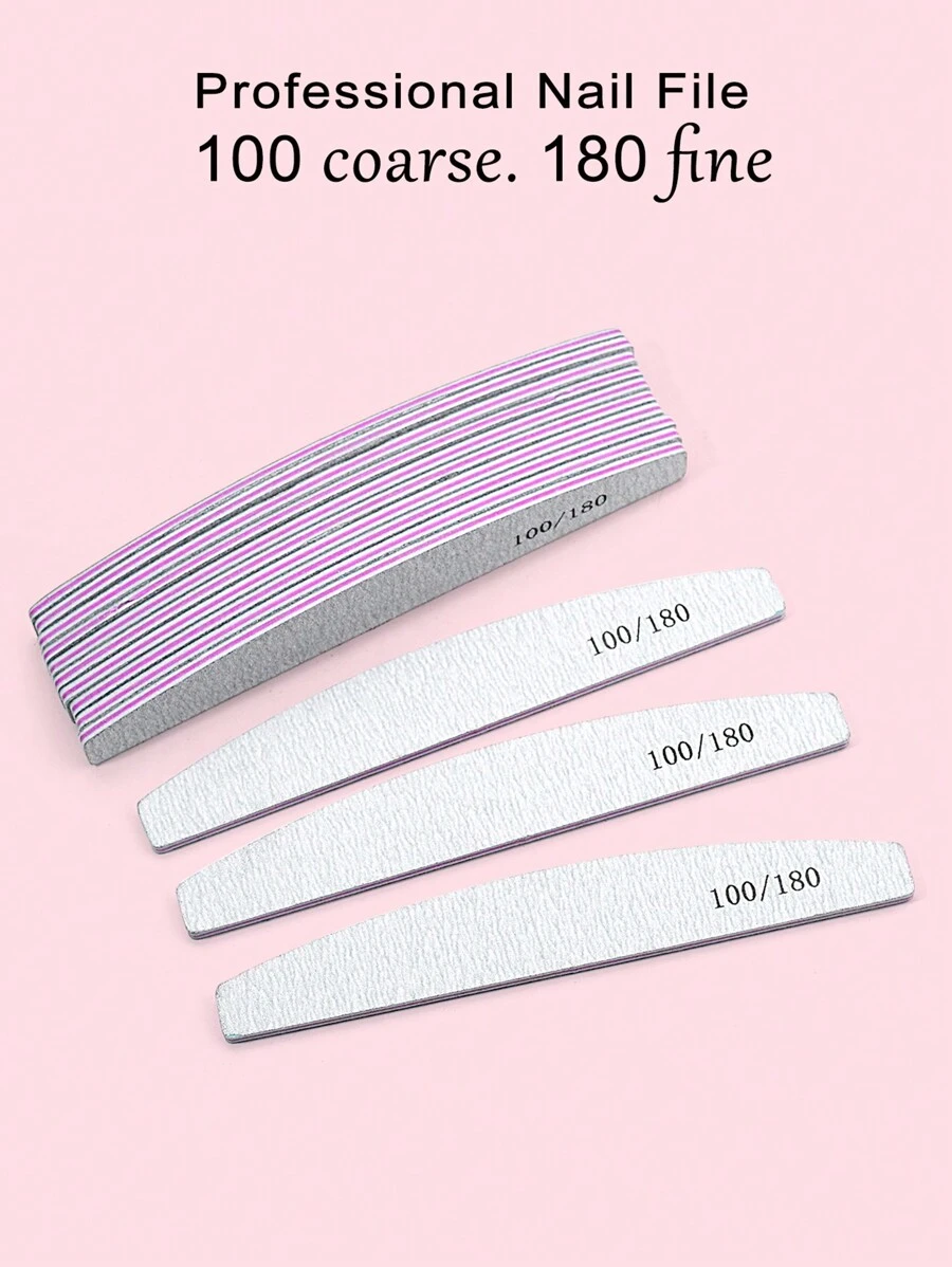 NailShine 10 Stück Halbmond 100/180 Körnung Nagelfeilen doppelseitig Nagelfeilen waschbar wiederverwendbar Nagelpolierer Maniküre Werkzeuge für natürliche Nägel, Acrylnägel, Verwendung Zuhause und im Salon, Nagelbedarf, Nagelwerkzeuge, Nail Art Werkzeuge, Schulbeginn, Nägel, Nagelwerkzeuge für Aufklebe-Nägel
