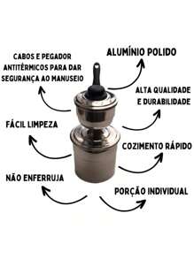 CUSCUZEIRA INDIVIDUAL DE ALUMÍNIO - Multicolorido - Visão 2