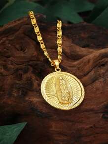 圓形條紋字母吊墜項鍊,適合男士佩戴