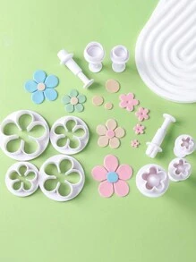 11 件/套聚合物粘土切割模具花朵梅花切割模具 DIY 陶艺雕塑几何图形浮雕造型工具 - 白色 - 查看 2