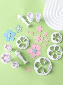 11 件/套聚合物粘土切割模具花朵梅花切割模具 DIY 陶艺雕塑几何图形浮雕造型工具 - 白色 - 查看 1