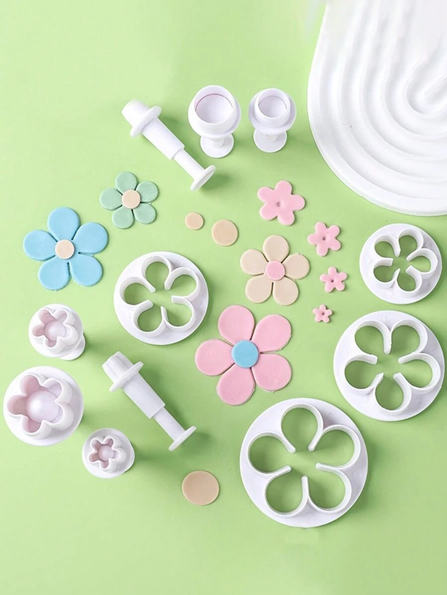 11 件/套聚合物粘土切割模具花朵梅花切割模具 DIY 陶艺雕塑几何图形浮雕造型工具 - 白色 - 查看 1