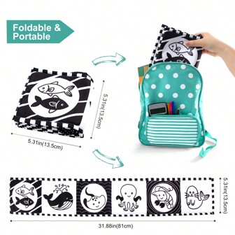 Faltbares tragbares Baby-Frühbildungsbuch mit Thema Meerestiere und Früchte