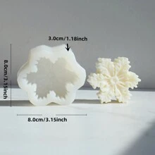 1 件雪花叶形硅胶模具，适用于自制香薰蜡烛，DIY 蜡烛制作石膏模具 - 白色 - 查看 3