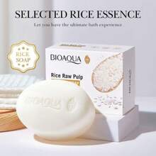 2 Pcs BIOAQUA Rice Facial Soap Natural Astringent Vitamin B3 Skin Whitening - 白色 - 查看 2