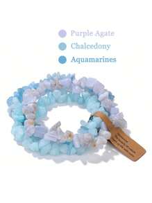 3Pcs/Set Natural Stone Stretch Bracelets For Women Men  Stone Beads Bracelet Set With Wish Tag Yoga Friendship Jewelry Random Weight