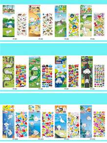 1set 4pcs Cartoon Dinosaur & Creative Food Puzzle Sticker, 3d Drawing & Coloring Early Education Sticker For Kids - Black - View 2