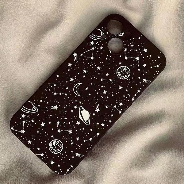 2pcs Black & White Galaxy Design Acrylic Phone Case Compatible With