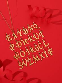 1pc Collier Pendentif De Lettre Anglaise Simple Et À La Mode Pour Femme, Doré, Lettre De Grande Taille (26 Lettres)