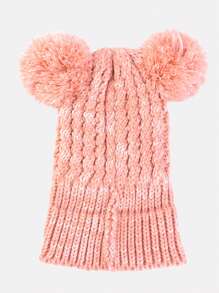 1pc Children's Fashionable Knitted Pom Pom Beanie, Winter Cap For Baby, Boys And Girls