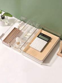 1pc Clear Makeup Organizer, Freely Assembled Cosmetic Storage With Drawers For Home And Office - Clear - View 5