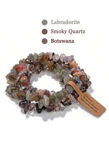 3Pcs/Set Natural Stone Stretch Bracelets For Women Men  Stone Beads Bracelet Set With Wish Tag Yoga Friendship Jewelry Random Weight