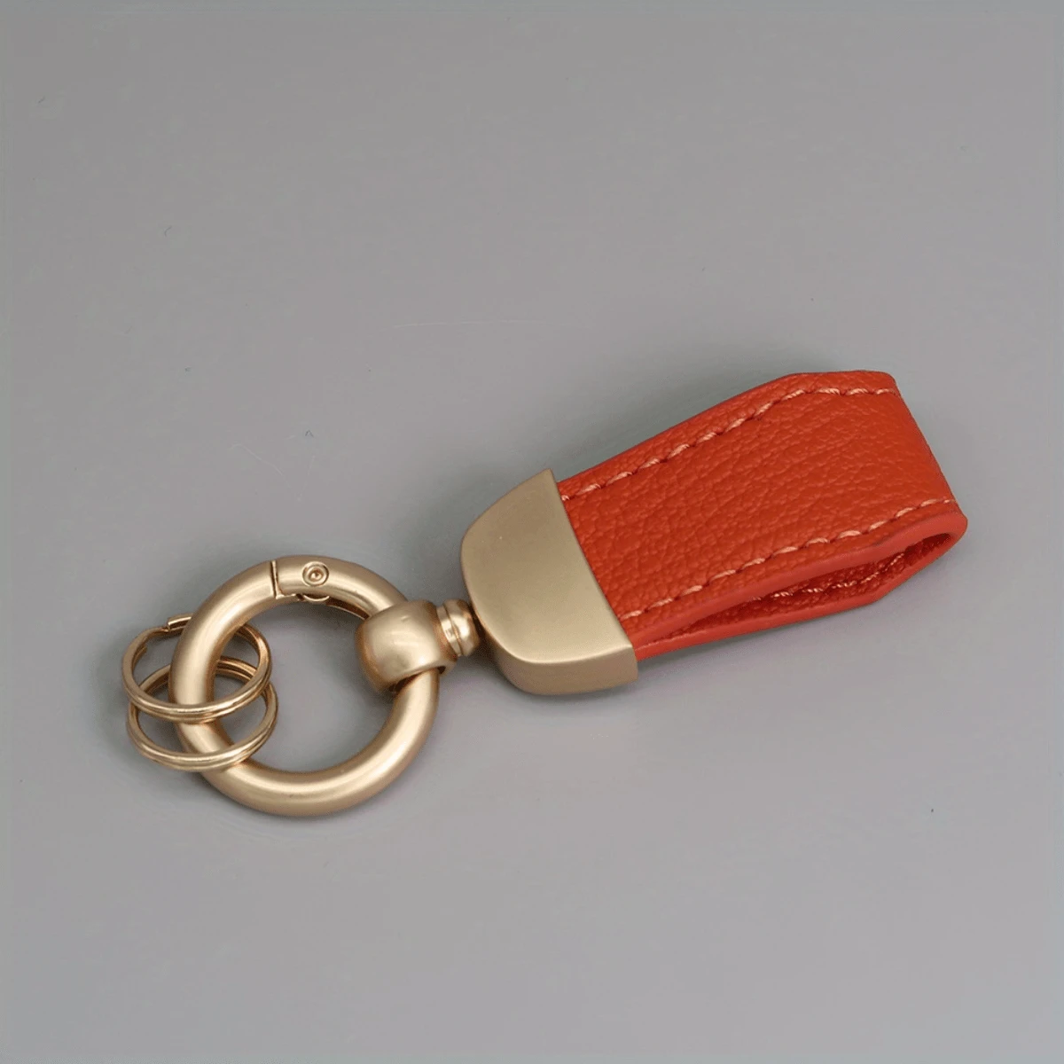 法式男士短款鑰匙扣，時尚汽車鑰匙扣，商務風格日常男士包掛件休閒 - 橘色 - 查看 1