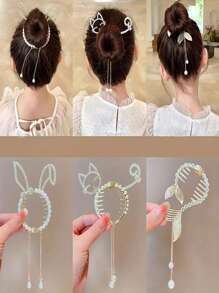 1 件装女孩发夹，适用于芭蕾舞者发髻、发夹、发夹、发夹、马尾辫、优雅发型设计工具 - 彩色 - 查看 1