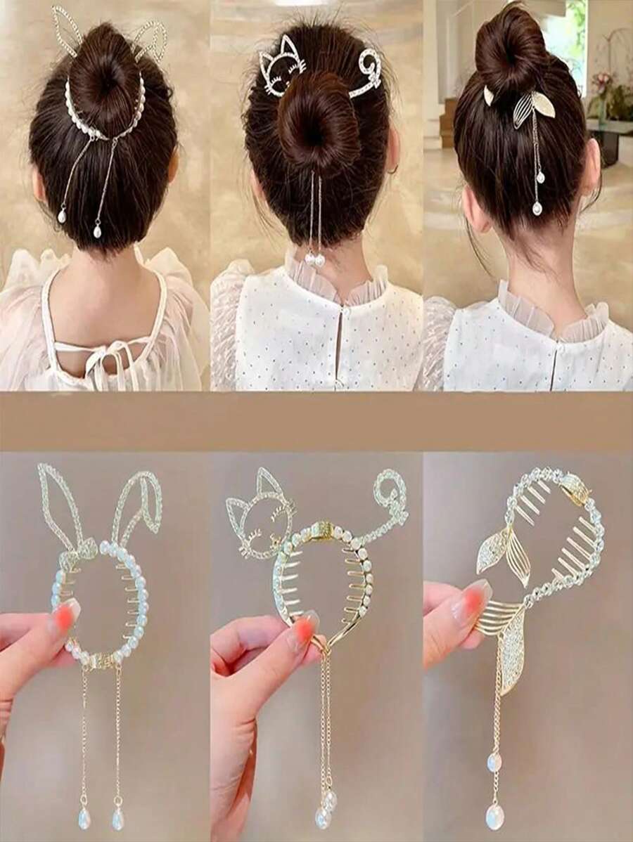 1 件装女孩发夹，适用于芭蕾舞者发髻、发夹、发夹、发夹、马尾辫、优雅发型设计工具 - 彩色 - 查看 1