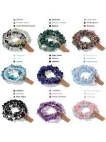 3Pcs/Set Natural Stone Stretch Bracelets For Women Men  Stone Beads Bracelet Set With Wish Tag Yoga Friendship Jewelry Random Weight