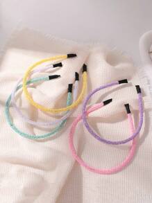 5pcs Girls' Glitter Powder Headbands, Minimalist & Fashionable, Suitable For Daily Wear - Multicolor - View 3