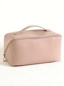 旅行化妆包，1 件轻便多功能化妆品收纳包手提包沐浴淋浴钱包袋便携式化妆品刷收纳包带拉链封口适用于口红、刷子、护肤品、手机、硬币、小物品，适合家庭、旅行、度假和学校使用， - 淺粉色 - 查看 4
