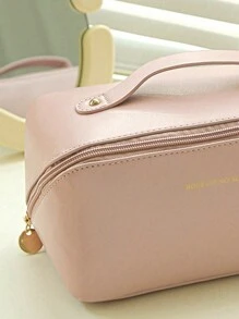 旅行化妆包，1 件轻便多功能化妆品收纳包手提包沐浴淋浴钱包袋便携式化妆品刷收纳包带拉链封口适用于口红、刷子、护肤品、手机、硬币、小物品，适合家庭、旅行、度假和学校使用， - 淺粉色 - 查看 7