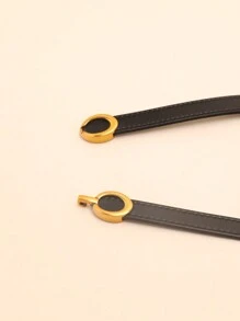 1 件女士 PU 材质复古简约细腰带，适合日常休闲夏季、秋季、万圣节 - 黑色 - 查看 4