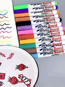 8 Piezas Plumas Mágicas De Pintura Al Agua Con 8 Colores Diferentes, De Tinta Flotante Que Permite Dibujar Sobre Agua, Coloridos Rotuladores Para Pizarra Blanca, Con Gran Capacidad - Multicolor - Ver 4