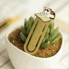 1pc Random Cute Cat Metal Copper Bookmark Japanese Style Student Supplies Book Mark - Multicolor - View 3