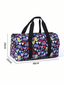 17 英寸时尚图案旅行单肩包、运动健身行李包、搬家包、飞机包、适合男孩、女孩、儿童、学生、户外、野餐、便携式收纳包 - 彩色 - 查看 2